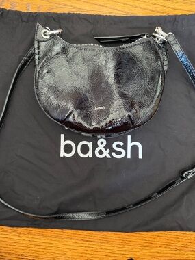 ba&sh Black Patent Swing Bag
